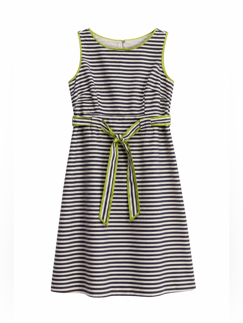 Kim Rogers Navy & White Striped Fit & Flare Belted Dress